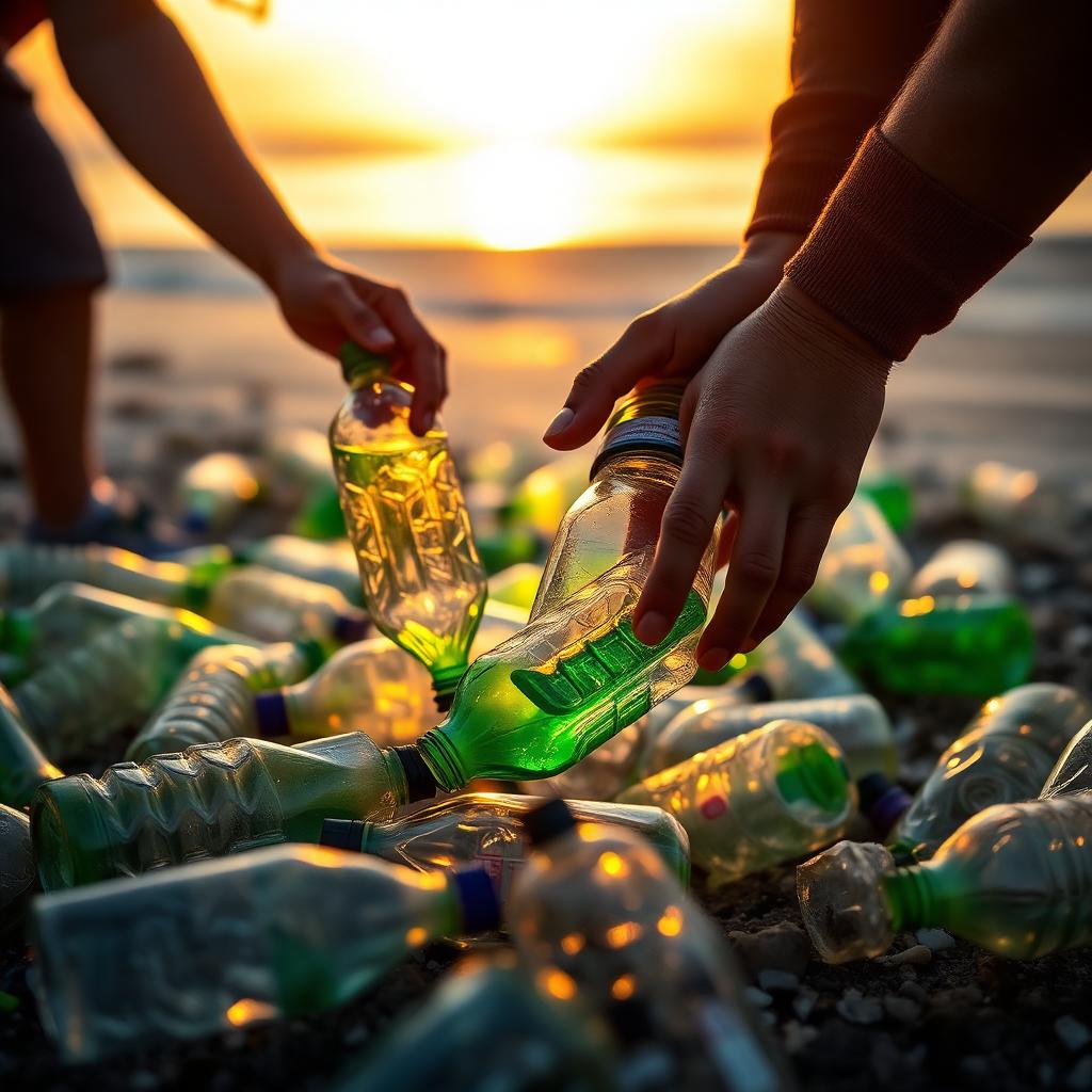 Volunteers sorting plastic